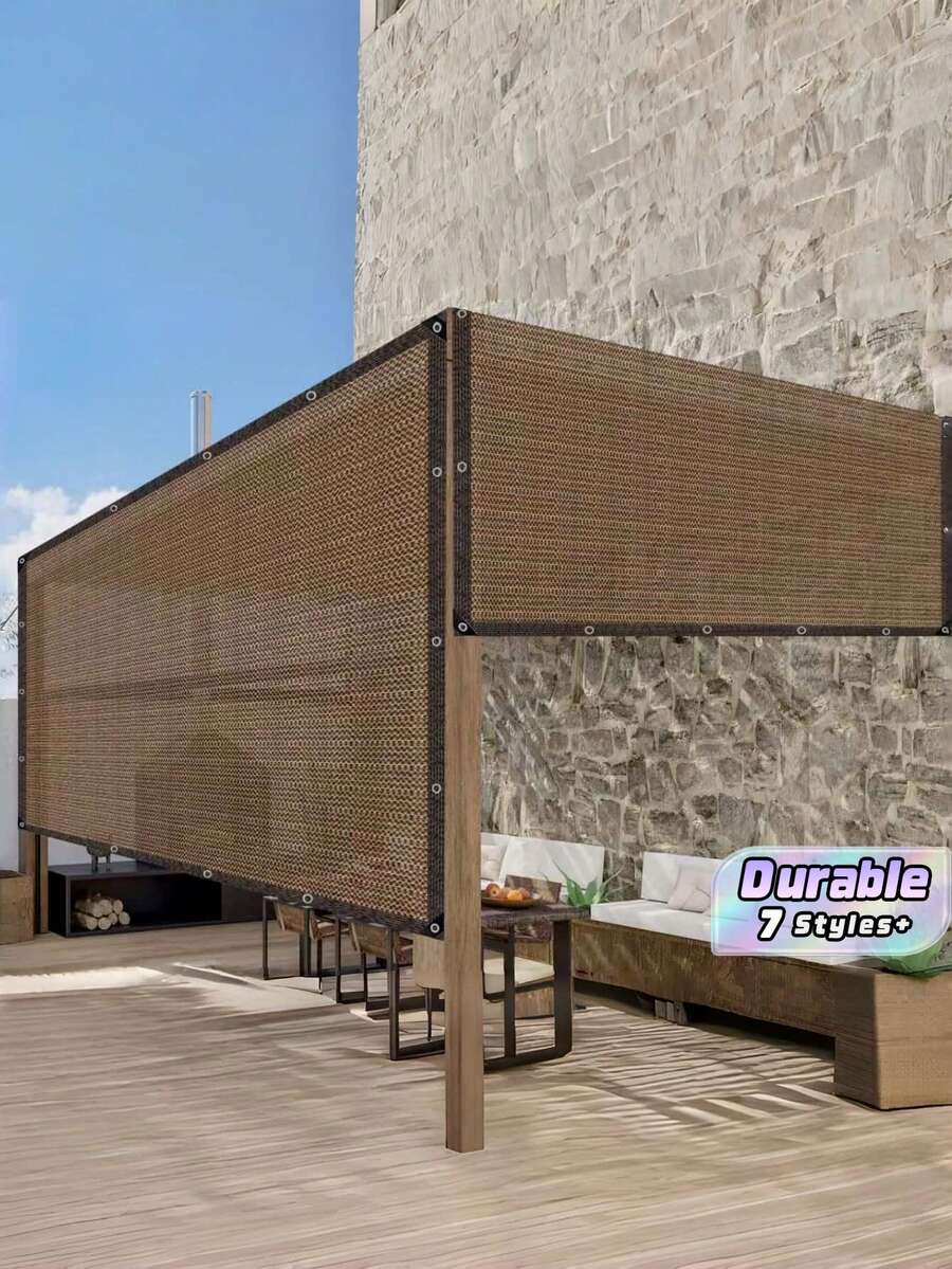 1pc Coffee Brown HDPE Shade Sail | UV & Weather Resistant, Wind/Dust/Bug Proof. For Garden, Pool, Camping & Garage. - A - View 1