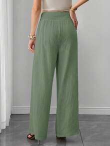Momance Maternity Casual Versatile Solid Color Loose Pants Autumn Home Wear Pregnancy Sage Green - Green - View 2