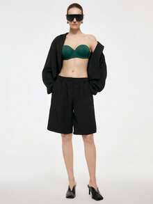 Bralution Bra Balconette Berkawat dengan Bantalan Warna Hijau Zaitun, Memberikan Dukungan Tinggi, Mengangkat dan Membentuk Belahan Dada, Tali Bahu yang Dapat Dilepas, Nyaman Dipakai - Dark Green - View 5