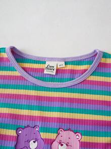 SHEIN X Care Bears 青少年女孩條紋圓領休閒背心 - 彩色 - 查看 4