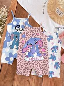 Baby Girl Casual Cartoon Pattern Suspender Romper, Suitable For Spring And Summer - Multicolor - View 6