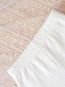 SHEIN Young Girl 4pcs Knit Solid Color Fitted Casual Base Layer Shorts Set - White - View 3