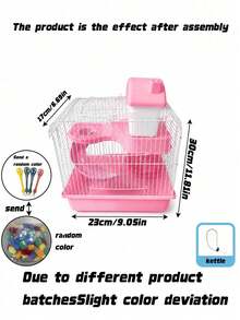 2-Layer Portable Hamster Cage - Mini Castle Habitat With Wheel, Water Bottle And Food Bowl - Ventilated Travel Cage For Hamsters/Mice - one-size - View 9