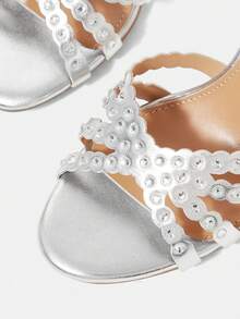 CUCCOO HITCHD Women's Retro New Rhinestone Hollow Open-Toed Round Toe Sexy Stiletto Sandals, Elegant Temperament, Fashionable And Comfortable High-End Slippers - Silver - View 4