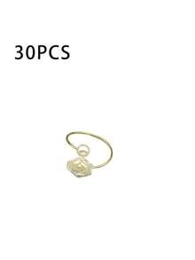 4/12/30pcs Creative Rose Round Pearl Metal Napkin Buckle Napkin Ring Napkin Ring Hotel Dining Table. - Multicolor - View 7