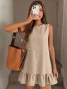 SHEIN Teen Girl Teen Girls Dresses Summer Round Neck Apricot Woven Ruffle Hem Dress, Casual Vacation Summer Spring Fashion, Ruffle Trim, Suitable For Daily Casual Commute Outfits, Shopping, Back To School