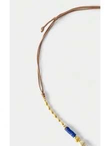 Noxbound Collar de cuerda ajustable con cuentas de color azul Rhine y combinación de colores dorado y plateado, estilo bohemio romántico de vacaciones - Dorado - Ver 3