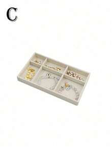 6/7/8/9pcs/Set Beige Jewelry Tray Set, Stackable Jewelry Storage Organizer, Velvet Jewelry Display Tray, Drawers Jewelry Box, Multi-Compartment Jewelry Storage Case, Large Capacity, Multi-Size, Removable, Suitable For Necklace, Earring, Ring, - Multicolor - View 12