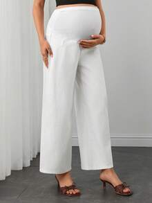 Momance Maternity Denim Straight Leg Cropped Pants - White - View 5