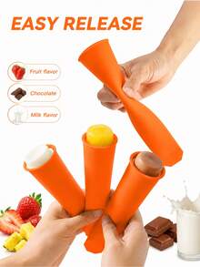1PC Silicone Ice Cream Popsicle Mold DIY Mold Orange Color - Orange - View 6