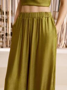 Arave Damen Senfgrün Locker geschnittene elegante lange Hose - Grün - Übersicht 3