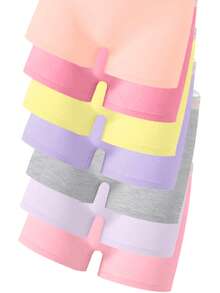 7 Sets Aleatorios de 3 Piezas Conjunto de Camiseta de Tirantes con Letras en Contraste de unicolor Básico Simple & Conjunto de Ropa Interior de Shorts para Niñas Adolescentes - Multicolor - Ver 6