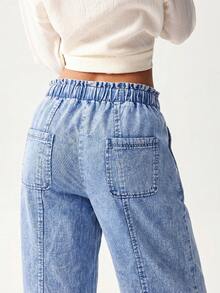 Bohemela Plus Size Casual Washed Tapered Leg Jeans Back-To-School Vacation Light Blue Summer Women'S Fall Clothes Teacher Pants - Light Wash - View 6