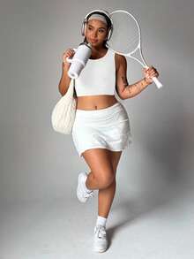 Rhythm Era Plus Size Women's Sexy Back Strap Tank Top - White - View 3