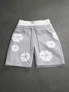 SLATEMANN Men's Double Waistband Drawstring Embossed Casual Shorts - Grey - View 6