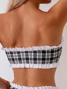 Swim Mod Spring/Summer Hot-Selling Beach Ditsy Floral 2 Pieces Ruffle Bandeau Set - Multicolor - View 6
