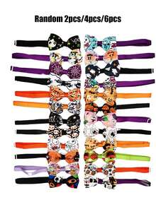 PETSIN 1pc Halloween Colorful Print Adorable Pet Bow Tie, Random Delivery For Cats & Dogs - Multicolor - View 1