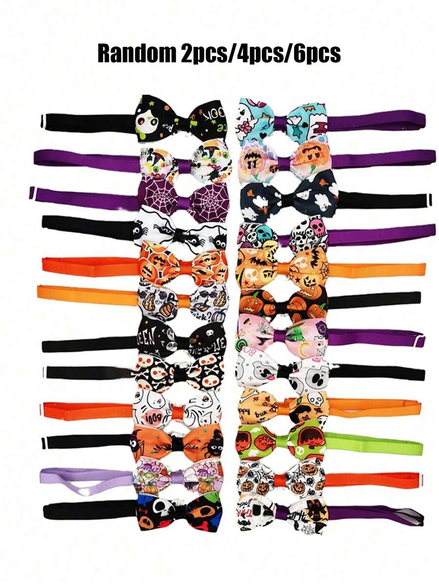 PETSIN 1pc Halloween Colorful Print Adorable Pet Bow Tie, Random Delivery For Cats & Dogs - Multicolor - View 1