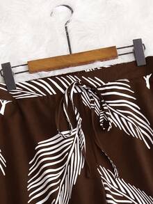 Breezaya Plus Size Loose Fit Floral Print Pants Fall - Brown - View 4