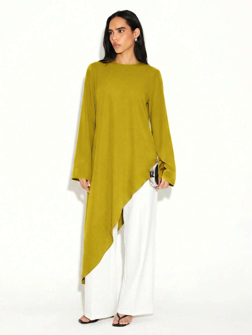 asymmetric tops and dresses Asymmetrical Dressy High Low Blouses KSTM Flowing Long Sleeve Blouse With Draped Hem Keyhole SALE40 The regular fit and Cores:Sunset Red LOOBIS Women's 2024 Summer