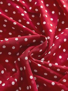 ROMWE Women's Halter Neck Ruffle Hem Flowy Polka Dot Chiffon Top - Red and White - View 4
