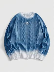 ROMWE MEN Men's Autumn/Winter Casual Gradient Sweater - Blue - View 1