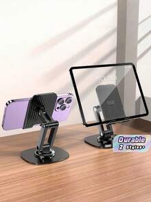 360-Degree Rotating Mobile Phone Stand, Desktop Carbon Steel Base, Desk For Dormitory, Flat Panel, Foldable, Portable, Suitable For Online Classes And Binge-Watching TV Series, Universal Use. - multicolor - View 1