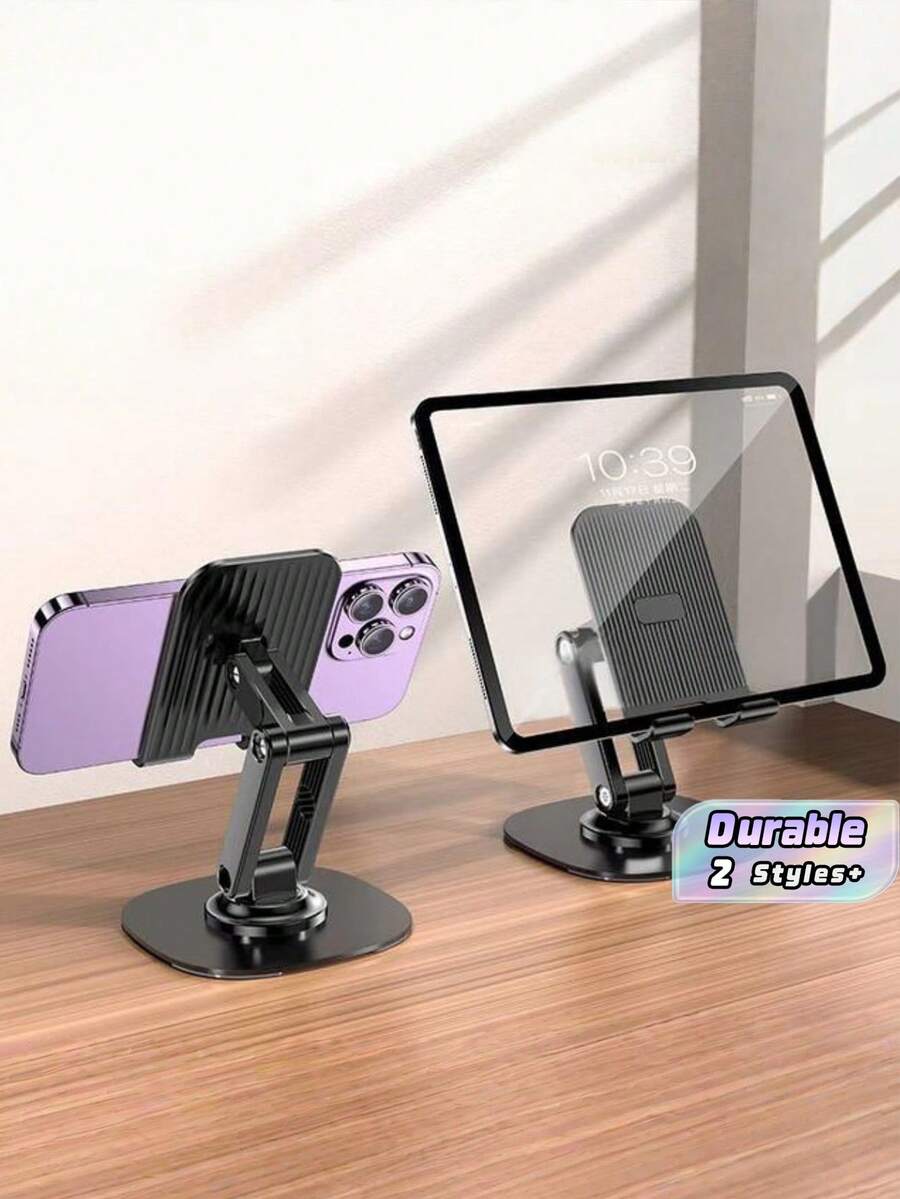 360-Degree Rotating Mobile Phone Stand, Desktop Carbon Steel Base, Desk For Dormitory, Flat Panel, Foldable, Portable, Suitable For Online Classes And Binge-Watching TV Series, Universal Use. - multicolor - View 1