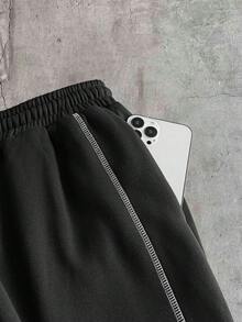 AXEPEAK 男士對比縫線保暖運動長褲 - 黑色 - View 7
