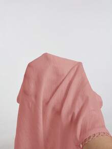 SHEIN Frenchy 愛心刺繡對比蕾絲飾邊V領T恤 - 粉色 - 查看 9