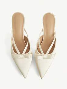 CUCCOO CHICEST Giày cao gót nữ đính nơ - Màu be - Xem 1