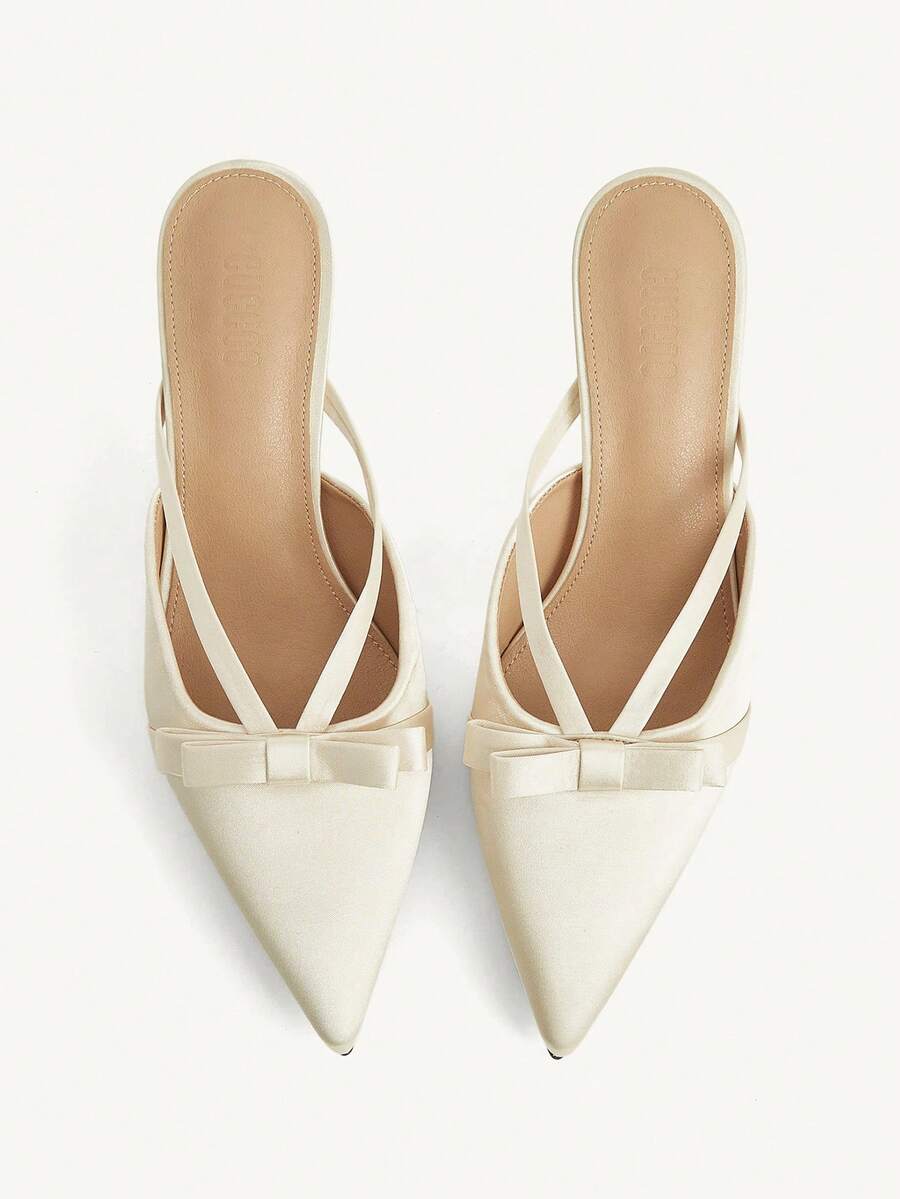 CUCCOO CHICEST Giày cao gót nữ đính nơ - Màu be - Xem 1
