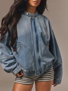 Athîral Denim 女款休閒水洗牛仔夾克 - 中等水洗藍 - 查看 5