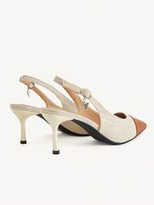 CUCCOO CHICEST New Simple Brown Rice Color Matching Pointed Rear Strap Shoes, Thin Heels Women's High Heels Are Fashionable, Daily Commuting Versatile Shoes - Brown apricot - View 6