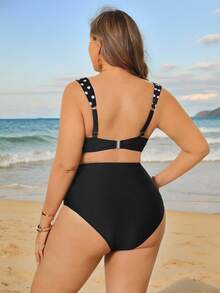 SHEIN Swim Curve Plus Size Women's Leopard Print Underwire Bikini Set - Multicolor - View 2