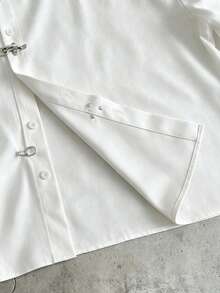 AXEPEAK Camisa de manga corta de unicolor para hombre talla grande - Blanco - Ver 5