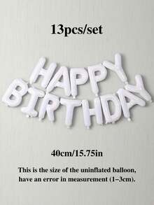 MINKOJA 1件/13件組 16英吋 Happy Birthday 生日橫幅字母氣球，黑銀白棕奶油多巴胺配色可選，主題生日裝飾，男女適用生日派對裝飾，居家派對背景房內佈置（含吹氣管與繩子） - 白色 - 查看 5