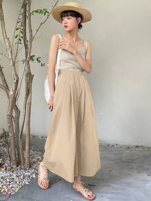DAZY Women Elastic Waist Fashion Loose Comfy Casual Street Mid-Length Pants Fall - Khaki - View 5