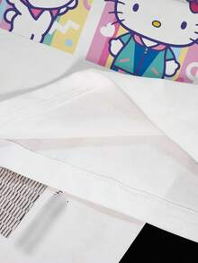 HELLO KITTY AND FRIENDS | SHEIN Kaos Wanita Kasual Musim Panas dengan Motif Kartun - Putih - View 6