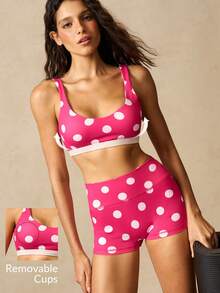 Women's Leopard Print Sports Bra - Hot Pink - View 3