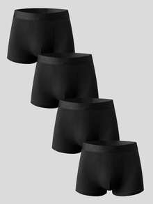 SHEIN Calzoncillos bóxer sin costuras de unicolor minimalista para hombres - Negro - Ver 1