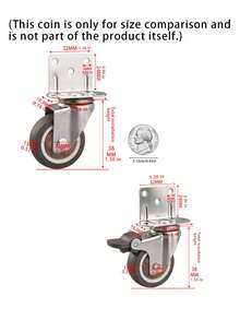 Four L-Shaped Swivel Wheels, 1.25-Inch, For Flower Stand Tables, Moving Wheels, Silent Casters, And Crib Curtain Rollers (Two With Brakes + Two Without Brakes). - multicolor - View 4