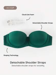 Bralution Bra Balconette Berkawat dengan Bantalan Warna Hijau Zaitun, Memberikan Dukungan Tinggi, Mengangkat dan Membentuk Belahan Dada, Tali Bahu yang Dapat Dilepas, Nyaman Dipakai - Dark Green - View 6
