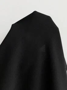 Reflora Chaqueta corta elegante con mangas de encaje en contraste para mujer talla grande, adecuada para uso diario - Negro - Ver 10