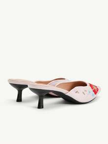 CUCCOO CHICEST New Chinese Embroidery Pointed Tip Thin Heel Medium Heel National Style Satin Pink Mules Shoes Hanfu Wear Festival Fall Shoes - Pink - View 6