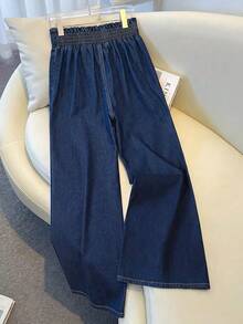 GlowEve Casual Light Blue Button Wide Leg Loose Fit High Waist Cuffed Hem Daily Wear Jeans For Women - Blue - View 2