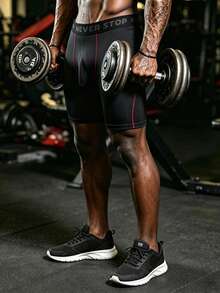 Gym Rark Men's Letter Waistband Athletic Compression Shorts - Black - View 3