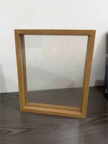 High Transparent Acrylic Glass Wood Plastic Retro Double Sided Photo Frame DIY Wall Tabletop Display No Photo Paper For Living Room Bedroom Holiday Birthday Home Decoration Creative Desktop Plant Specimen Storage Valentine Graduation Memory Gift - Multi-color - log color - View 8