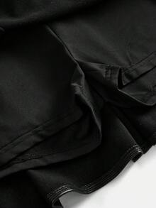 SHEIN 青少年女孩秋冬新款 PU 黑色迷你裙褲，內建防走光短褲與口袋，返校季節穿搭 - 黑色 - 查看 4