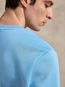 Courvante Tennis Men Letter Print Round Neck Casual Versatile Long Sleeve Sweatshirt, Fall - Baby Blue - View 8